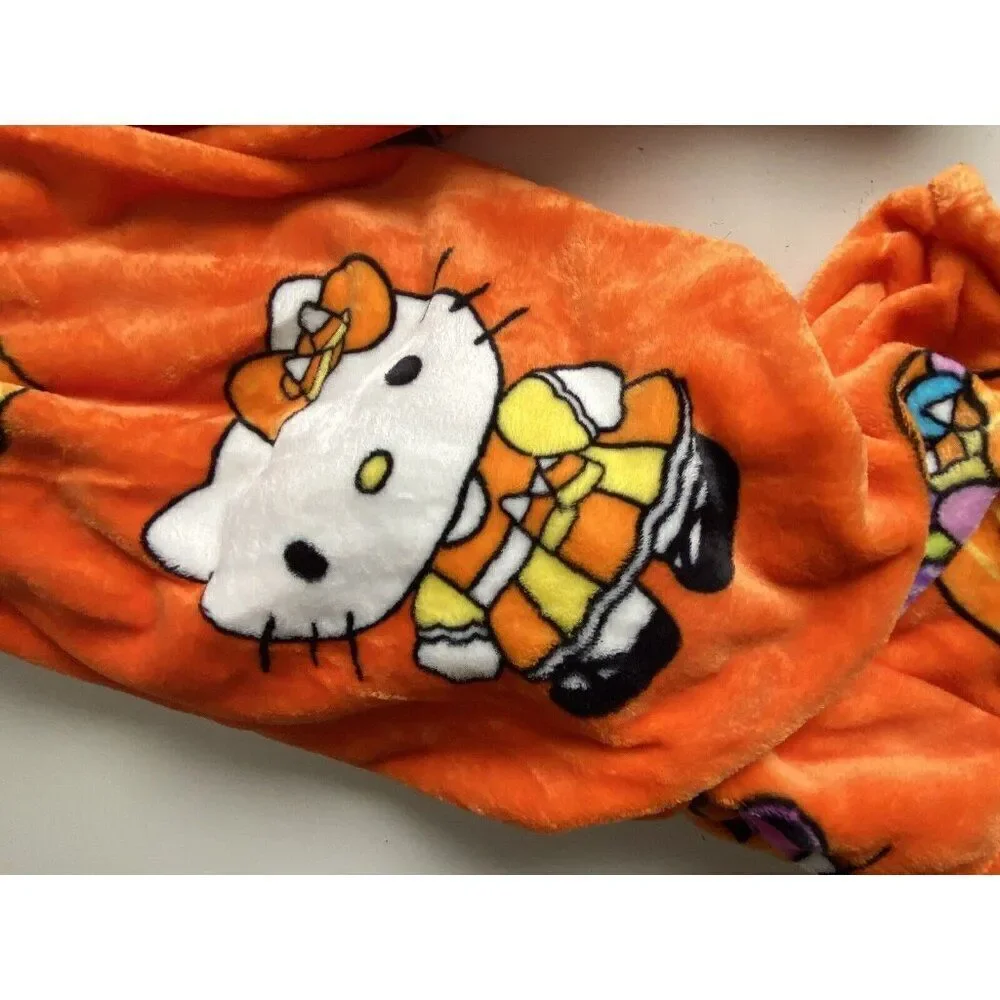 2 Pack Hello Kitty Halloween Throw Blankets Orange Web Pumpkin Pirate Candy Corn
